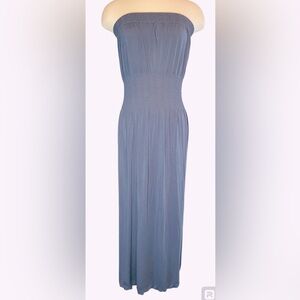 Lark + Grey Slate Blue Sundress Strapless Maxi Boho